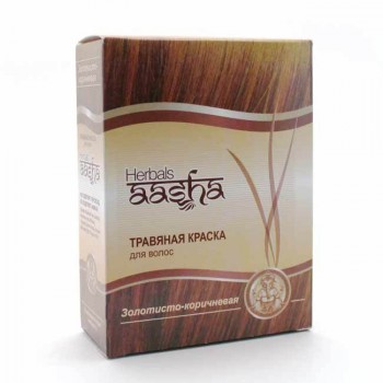 Травяная краска  Aasha Herbals «Золотисто-коричневый» на основе индийской хны, 60 г